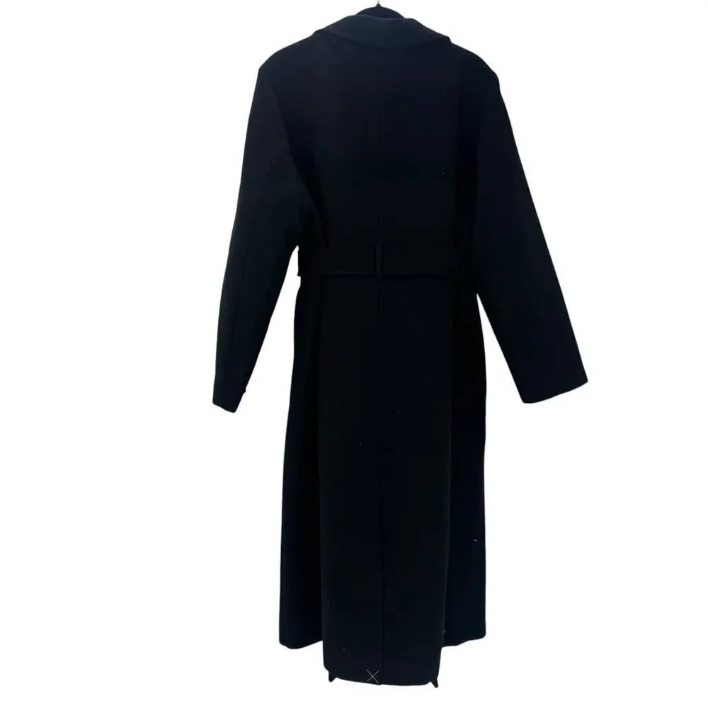 J. Crew Factory Belted Wool-Blend Trench Coat Long Sleeve Black Size 20 NWT